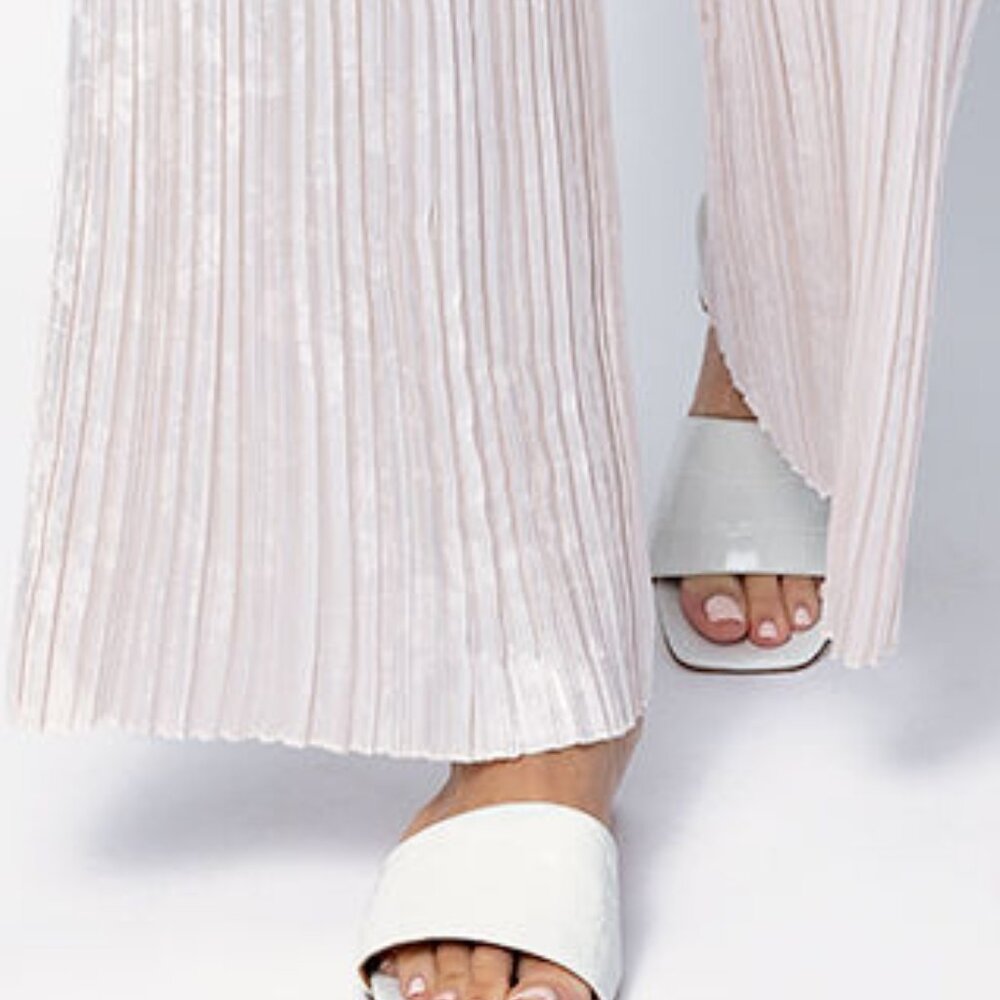 FORTE FORTE Plissé Satin Pant in Pink Ivory - Picture 3 of 6